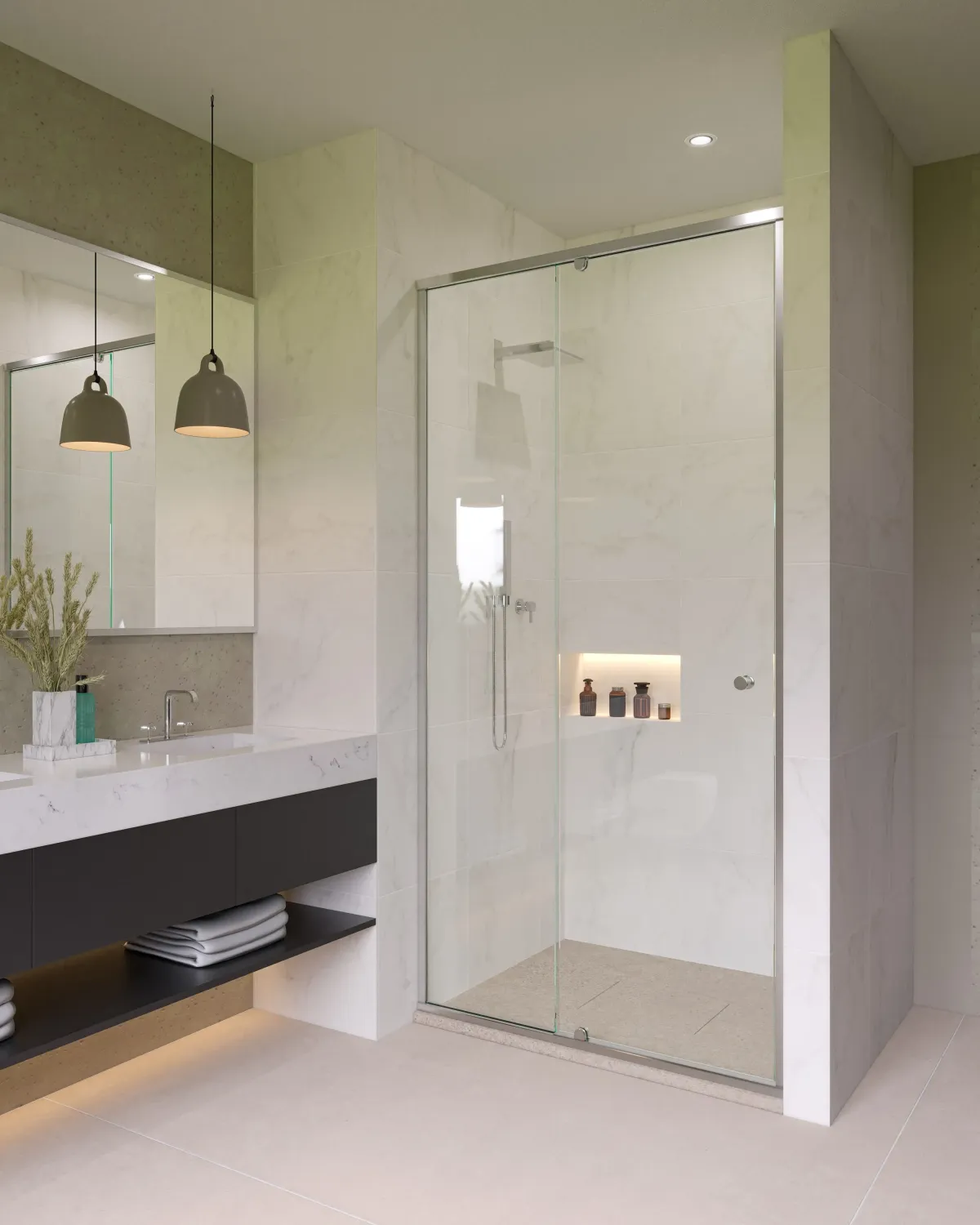 custom semi frameless corner entry shower screen in